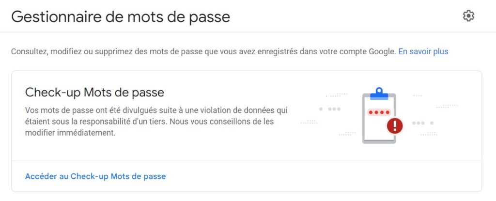 Check_up mots de passe chrome