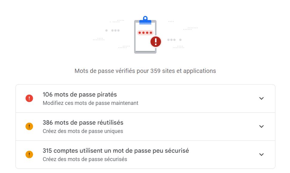 Gestionnaire des mots de passe Google