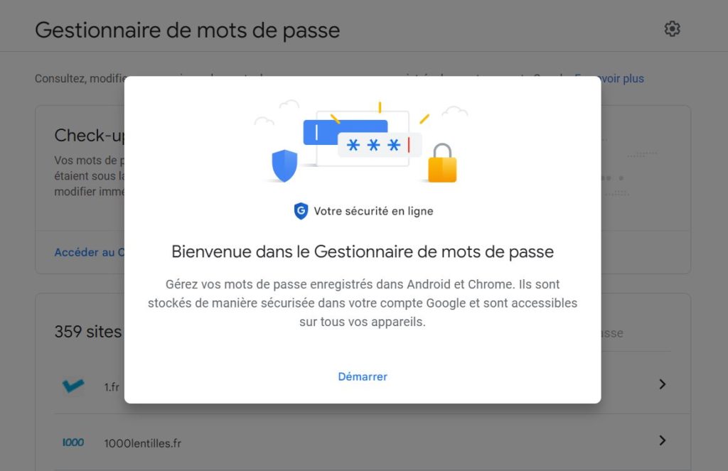 gestionnaire de mots de passe chrome